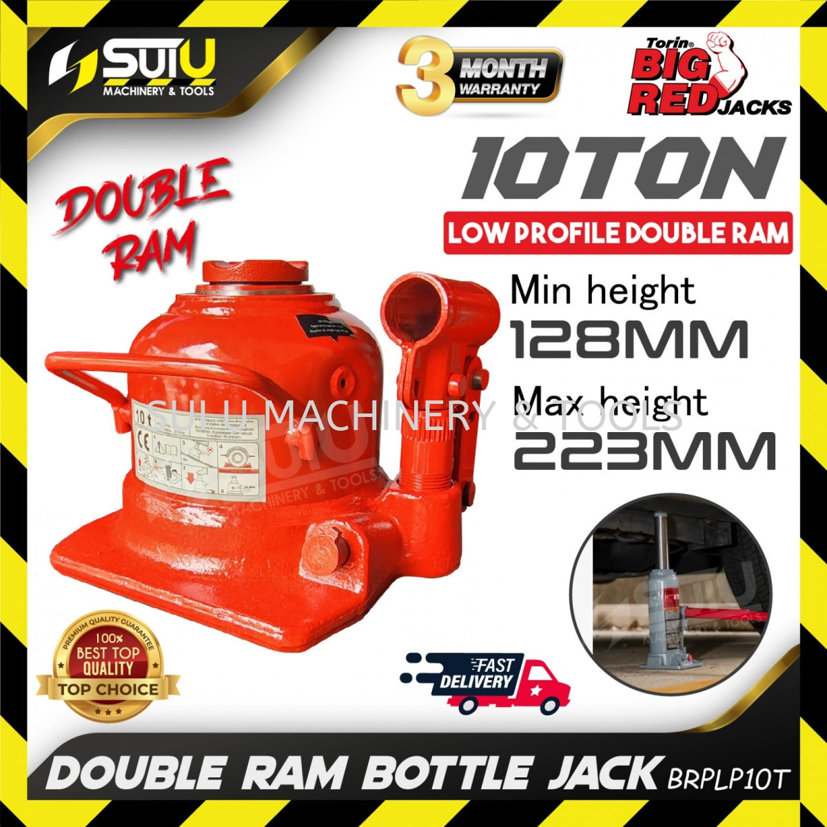 BIGRED BRPLP10T / TH810002 10Ton / 10 Ton Low Profile Double Ram Bottle Jack